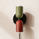 Modern olive green & terracotta cream double head wall lamps bedroom by Decorbites