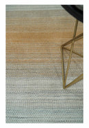 Scandinavian Wool Flatwoven Area Rug Blue and Silver Ombre 8x10