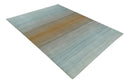 Scandinavian Wool Flatwoven Area Rug Blue and Silver Ombre 8x10