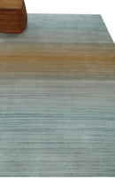 Scandinavian Wool Flatwoven Area Rug Blue and Silver Ombre 8x10