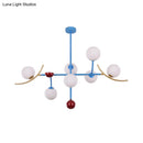 GobekUsa Modern Opal Glass Ball Island Lighting- 7-Light Blue Finish Hanging Lamp Fixture for Dining Room