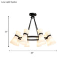 GobekUsa Modern Opal Glass Chandelier - Wide Flare, 16 Bulbs - Black/Gold Pendant Light Fixture