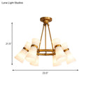 GobekUsa Modern Opal Glass Chandelier - Wide Flare, 16 Bulbs - Black/Gold Pendant Light Fixture