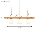 GobekUsa Modern Opal Glass Chandelier with 3-Light Island Lighting in Wood for Dining Room
