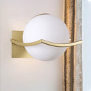 GobekUsa Modern Opal Glass Globe Wall Sconce with 1 Light - Bedroom Lighting in Black/Gold