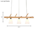 GobekUsa Modern Opal Glass Chandelier with 3-Light Island Lighting in Wood for Dining Room