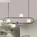 GobekUsa Modern Opal Glass Oblong Chandelier – Ceiling/Island Light Fixture with 3/4 Black/Gold Lights for Dining Room