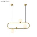 GobekUsa Modern Opal Glass Oblong Chandelier – Ceiling/Island Light Fixture with 3/4 Black/Gold Lights for Dining Room
