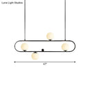 GobekUsa Modern Opal Glass Oblong Chandelier – Ceiling/Island Light Fixture with 3/4 Black/Gold Lights for Dining Room