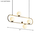 GobekUsa Modern Opal Glass Oblong Chandelier – Ceiling/Island Light Fixture with 3/4 Black/Gold Lights for Dining Room