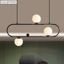 GobekUsa Modern Opal Glass Oblong Chandelier – Ceiling/Island Light Fixture with 3/4 Black/Gold Lights for Dining Room