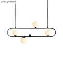 GobekUsa Modern Opal Glass Oblong Chandelier – Ceiling/Island Light Fixture with 3/4 Black/Gold Lights for Dining Room