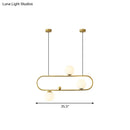 GobekUsa Modern Opal Glass Oblong Chandelier – Ceiling/Island Light Fixture with 3/4 Black/Gold Lights for Dining Room