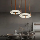 Modern opal glass ring marble chandelier living room pendant light by Decorbites