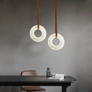 Modern opal glass ring marble chandelier living room pendant light by Decorbites