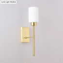 GobekUsa Modern Opal Glass Tube Sconce - 1 Bulb Wall Light in Brass with Metal Pencil Arm