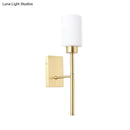 GobekUsa Modern Opal Glass Tube Sconce - 1 Bulb Wall Light in Brass with Metal Pencil Arm
