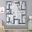 Modern orange and white geometric grid printed curtain set bedroom by Decorbites