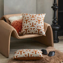Modern orange & white jacquard crochet pillow covers living room by Decorbites