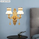 GobekUsa Modern Frosted Glass Bell Shade Wall Sconce with Gold Carved Backplate