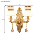 GobekUsa Modern Frosted Glass Bell Shade Wall Sconce with Gold Carved Backplate