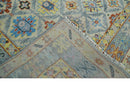 Hand-Knotted Turkish Wool Area Rug Traditional Oushak Design Silver Blue Rust Mustard by The Rug Decor