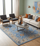 Blue and Beige Hand Tufted Oushak Area Rug Modern Living