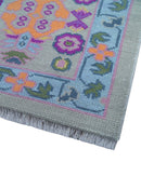 Modern Oushak Made to Order Purple And Ivory Hand Knotted Wool Rug by The Rug Decor
