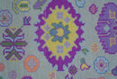 Modern Oushak Made to Order Purple And Ivory Hand Knotted Wool Rug by The Rug Decor