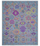 Modern Oushak Made to Order Purple And Ivory Hand Knotted Wool Rug by The Rug Decor