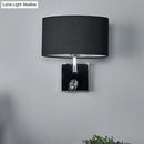 GobekUsa Modern Oval Black Fabric LED Wall Sconce Light for Bedside