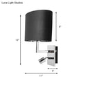 GobekUsa Modern Oval Black Fabric LED Wall Sconce Light for Bedside