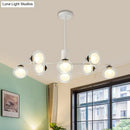GobekUsa Modern Oval Shade Island Light - 8/12 Lights Glass Suspension Light in Black/White