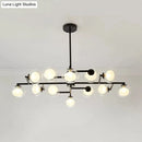GobekUsa Modern Oval Shade Island Light - 8/12 Lights Glass Suspension Light in Black/White