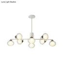 GobekUsa Modern Oval Shade Island Light - 8/12 Lights Glass Suspension Light in Black/White