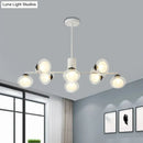 GobekUsa Modern Oval Shade Island Light - 8/12 Lights Glass Suspension Light in Black/White