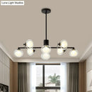 GobekUsa Modern Oval Shade Island Light - 8/12 Lights Glass Suspension Light in Black/White
