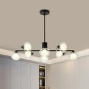 GobekUsa Modern Oval Shade Island Light - 8/12 Lights Glass Suspension Light in Black/White