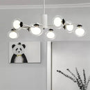 GobekUsa Modern Oval Shade Island Light - 8/12 Lights Glass Suspension Light in Black/White