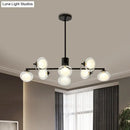 GobekUsa Modern Oval Shade Island Light - 8/12 Lights Glass Suspension Light in Black/White