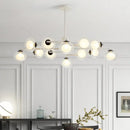 GobekUsa Modern Oval Shade Island Light - 8/12 Lights Glass Suspension Light in Black/White