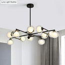 GobekUsa Modern Oval Shade Island Light - 8/12 Lights Glass Suspension Light in Black/White