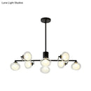 GobekUsa Modern Oval Shade Island Light - 8/12 Lights Glass Suspension Light in Black/White