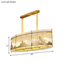 GobekUsa Modern Oval Crystal Rod Island Pendant Lamp with Gold Carved Mountain Pattern
