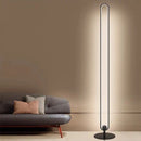 GobekUsa Modern Oval Frame LED Bedside Floor Lamp in Black - Simplicity, Acrylic, with Adjustable Light: Warm, White, Natural