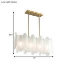 GobekUsa Modern Oval Panel Pendant Light - Milk Glass - 4-Light - Gold Finish