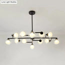 GobekUsa Modern Oval Shade Island Light - 8/12 Lights Glass Suspension Light in Black/White