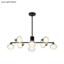 GobekUsa Modern Oval Shade Island Light - 8/12 Lights Glass Suspension Light in Black/White