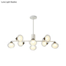 GobekUsa Modern Oval Shade Island Light - 8/12 Lights Glass Suspension Light in Black/White