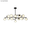 GobekUsa Modern Oval Shade Island Light - 8/12 Lights Glass Suspension Light in Black/White